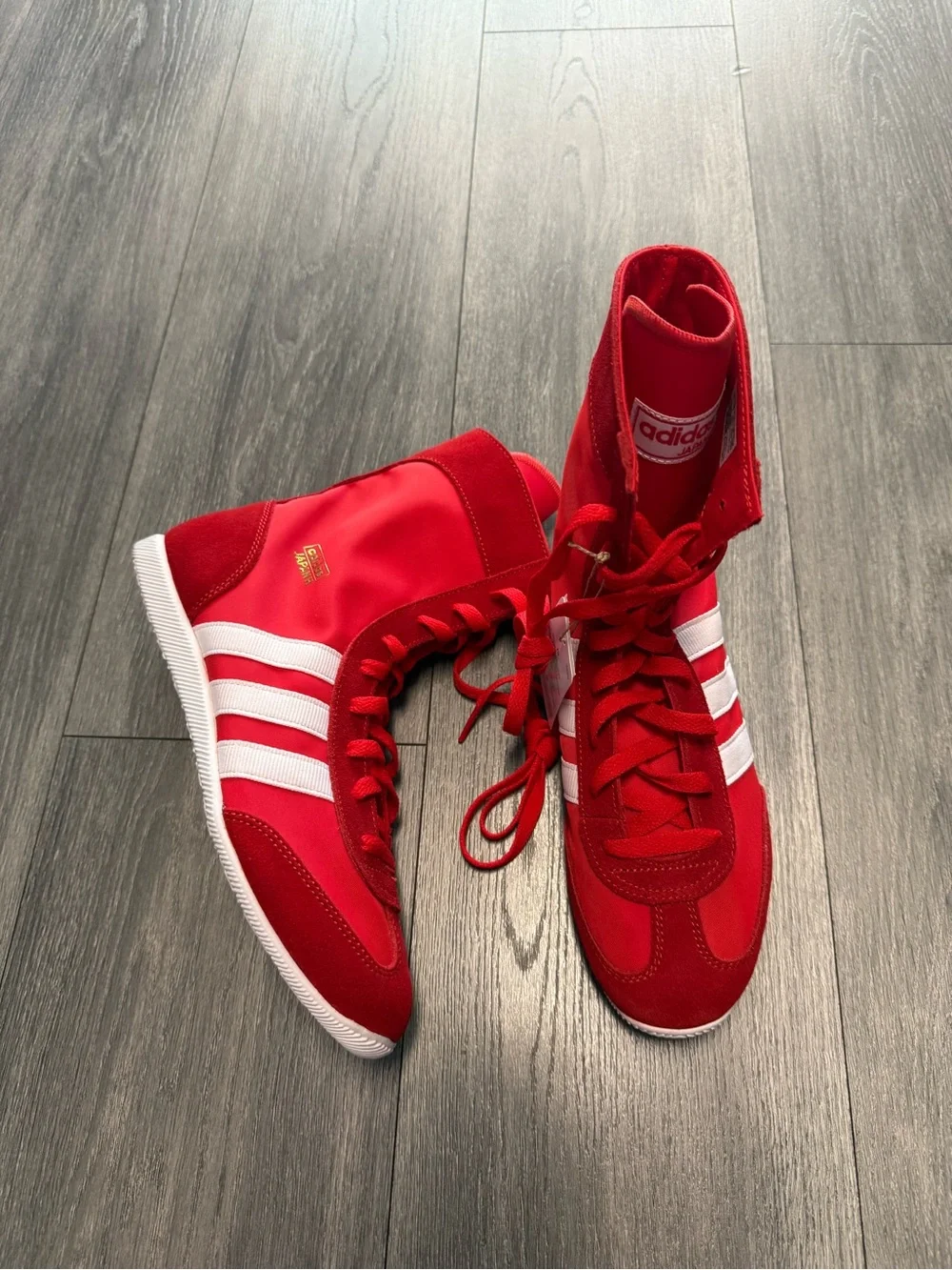 adidas Originals Japan H W Red White Gold Metallic Boxing Shoes JR8121 W Sz 8.5
